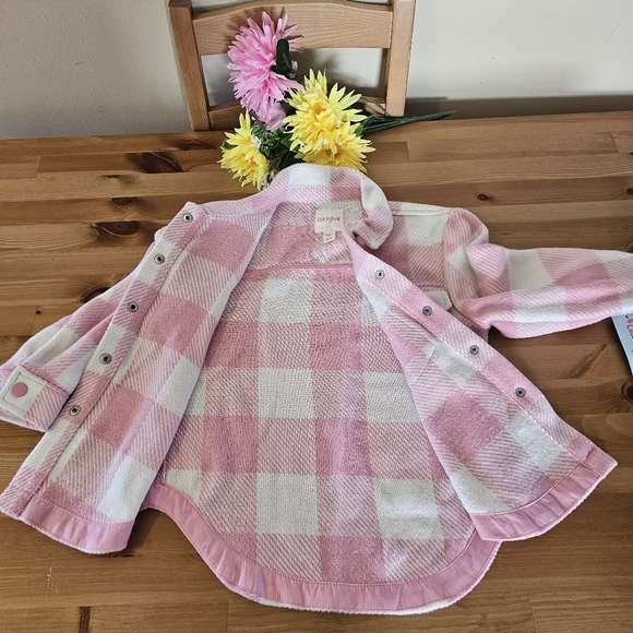 Cat & Jack - Girls' Plaid Button-Front Long Sleeve Shacket - Dusty Pink Plaid - Picture 12 of 14